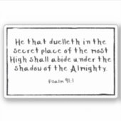 Psalm 91:1長方形のカスタムカットビニールのシール シール (正面)