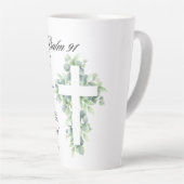 Psalm 91:1-2 Religious Cross Greenery Bible Verse カフェラテマグ (右アングル)