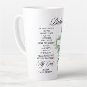 Psalm 91:1-2 Religious Cross Greenery Bible Verse カフェラテマグ (左アングル)