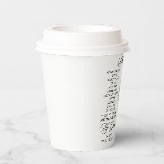 Psalm 91:1-2 Religious Cross Greenery Bible Verse 紙コップ (右)