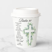 Psalm 91:1-2 Religious Cross Greenery Bible Verse 紙コップ (正面)
