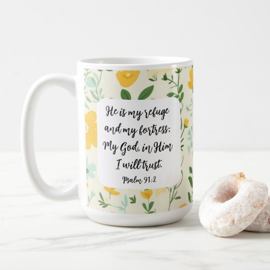 Psalm 91:2 Christian Coffee Mug コーヒーマグカップ (ドーナツ)