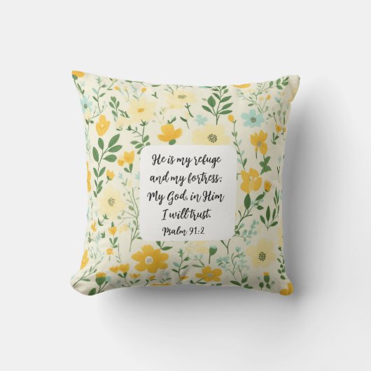 Psalm 91:2 Christian Throw Pillow クッション (正面)