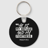 Psalm 91:2 – My Refuge and My Fortress Christian キーホルダー (裏面)