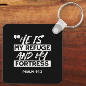 Psalm 91:2 – My Refuge and My Fortress Christian キーホルダー (裏面)