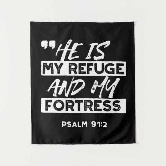 Psalm 91:2 – My Refuge and My Fortress Christian タペストリー (正面)