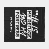 Psalm 91:2 – My Refuge and My Fortress Christian フリースブランケット (正面(横))