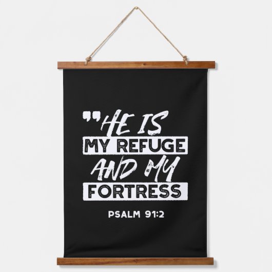 Psalm 91:2 – My Refuge and My Fortress Christian 吊り下げ型タペストリー (正面)
