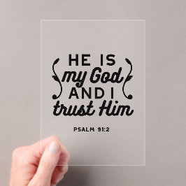 Psalm 91:2 – Trust in God Christian Bible Verse アクリル招待状