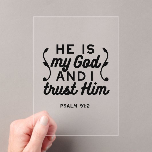 Psalm 91:2 – Trust in God Christian Bible Verse アクリル招待状 (インサイチュ (ポータブル))