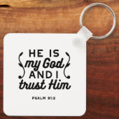 Psalm 91:2 – Trust in God Christian Bible Verse キーホルダー (裏面)