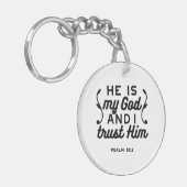 Psalm 91:2 – Trust in God Christian Bible Verse キーホルダー (正面左)