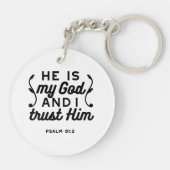 Psalm 91:2 – Trust in God Christian Bible Verse キーホルダー (裏面)