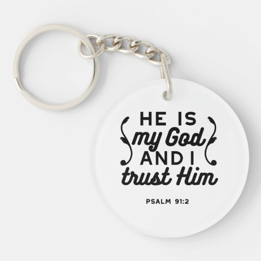 Psalm 91:2 – Trust in God Christian Bible Verse キーホルダー (正面)