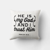 Psalm 91:2 – Trust in God Christian Bible Verse クッション (裏面)