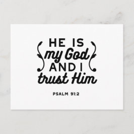 Psalm 91:2 – Trust in God Christian Bible Verse シーズンポストカード