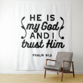 Psalm 91:2 – Trust in God Christian Bible Verse タペストリー (インサイチュ)