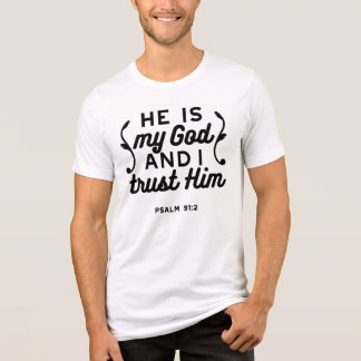 Psalm 91:2 – Trust in God Christian Bible Verse トライブレンドTシャツ