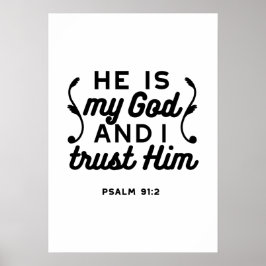 Psalm 91:2 – Trust in God Christian Bible Verse ポスター