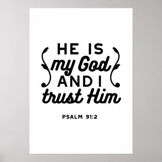 Psalm 91:2 – Trust in God Christian Bible Verse ポスター (正面)