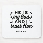 Psalm 91:2 – Trust in God Christian Bible Verse マウスパッド (正面)