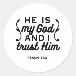 Psalm 91:2 – Trust in God Christian Bible Verse ラウンドシール