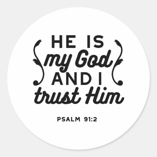 Psalm 91:2 – Trust in God Christian Bible Verse ラウンドシール (正面)