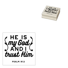 Psalm 91:2 – Trust in God Christian Bible Verse ラバースタンプ