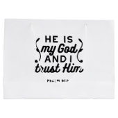 Psalm 91:2 – Trust in God Christian Bible Verse ラージペーパーバッグ (裏面)