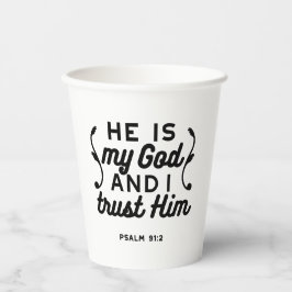 Psalm 91:2 – Trust in God Christian Bible Verse 紙コップ