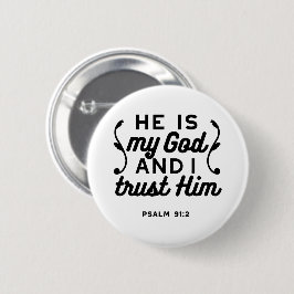 Psalm 91:2 – Trust in God Christian Bible Verse 缶バッジ
