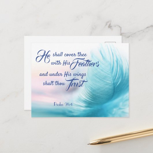 Psalm 91:4ポストカード – キングジェームス版 シーズンポストカード (正面/裏面インサイチュ)