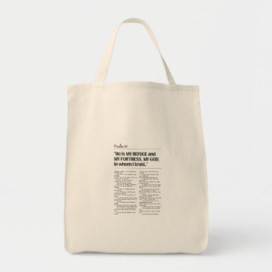 Psalm 91 God's Protection Grocery Bag トートバッグ (正面)