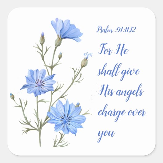 Psalm 91  He Shall Give His Angels Inspirational スクエアシール (正面)