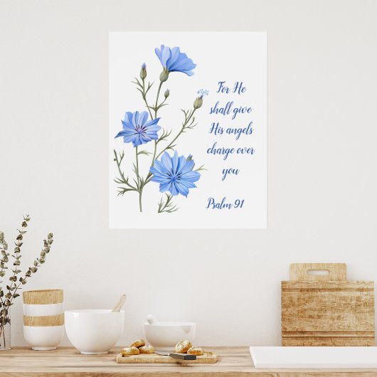 Psalm 91 He Shall Give His Angels Inspirational  ポスター (キッチン)