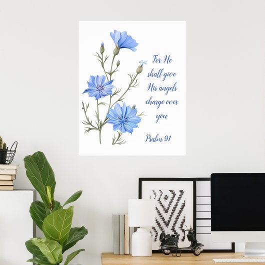 Psalm 91 He Shall Give His Angels Inspirational ポスター (ホームオフィス)
