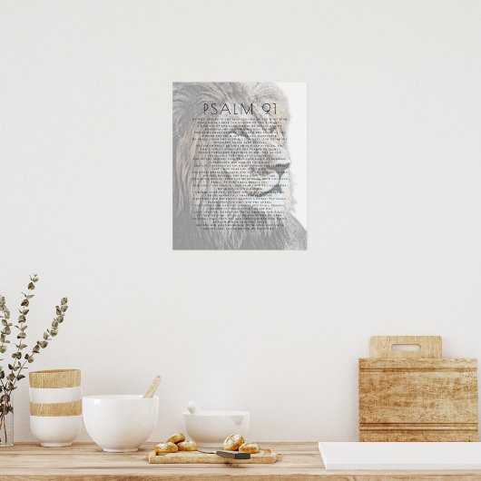  Psalm 91 Lion Head Christian Poster ポスター (キッチン)