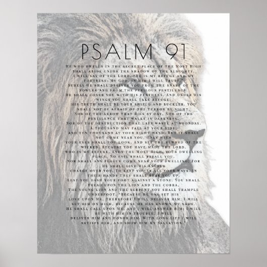 Psalm 91 Lion Head Christian Poster ポスター (正面)