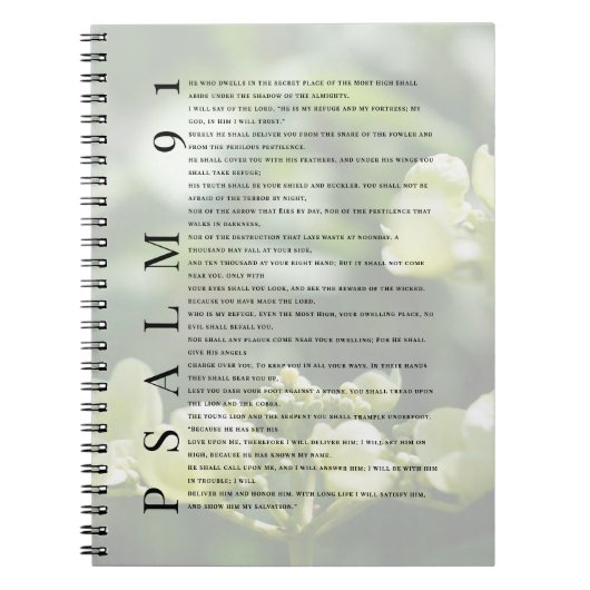 Psalm 91 Soft White Floral Christian Journal ノートブック (正面)