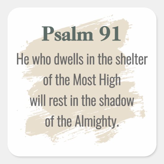 Psalm 91 Sticker – He Who Dwells スクエアシール (正面)