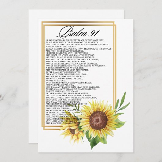 Psalm 91 Watercolor Sunflower Frame Scriptures シーズンカード (正面/裏面)
