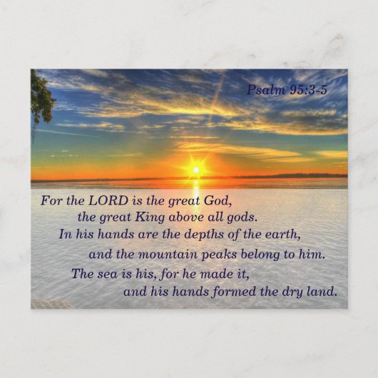 Psalm 95:3-5 Christian聖なる書物、 経典メモリカード ポストカード (正面)