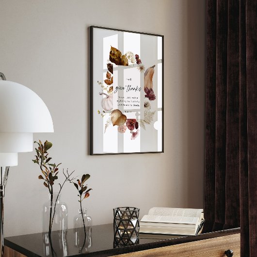 Psalm 9:1 Scripture Poster – Give Thanks Christian ポスター