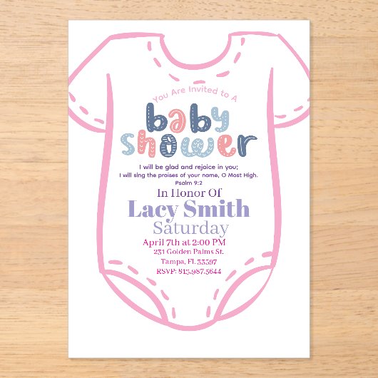 Psalm 9:2 Girl Baby Shower Invitation アクリル招待状 (正面)