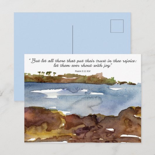 Psalm Scripture Prayer Card Ocean Watercolor  ポストカード (正面/裏面)