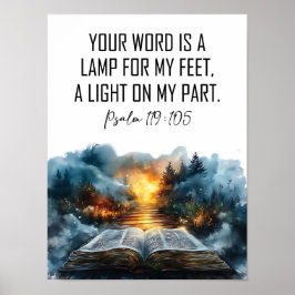 Psalms 119:105 Your word ia a Lamp ポスター