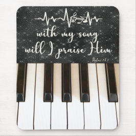 Psalms Bible Verse with Piano Keys マウスパッド