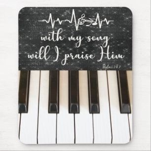 Psalms Bible Verse with Piano Keys マウスパッド