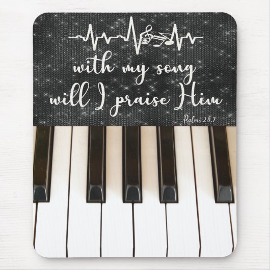 Psalms Bible Verse with Piano Keys マウスパッド (正面)