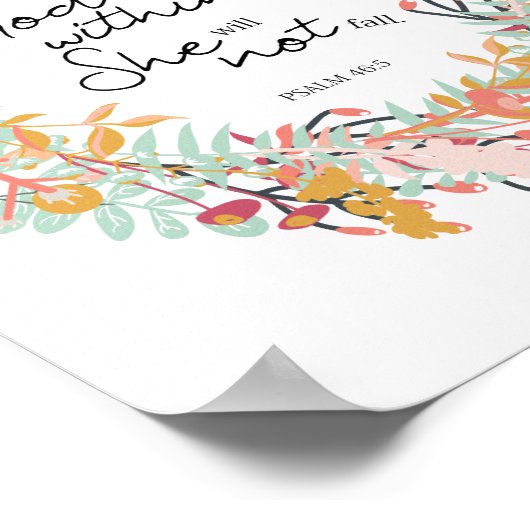 psalms God is within her floral wreath Bible ポスター (角)